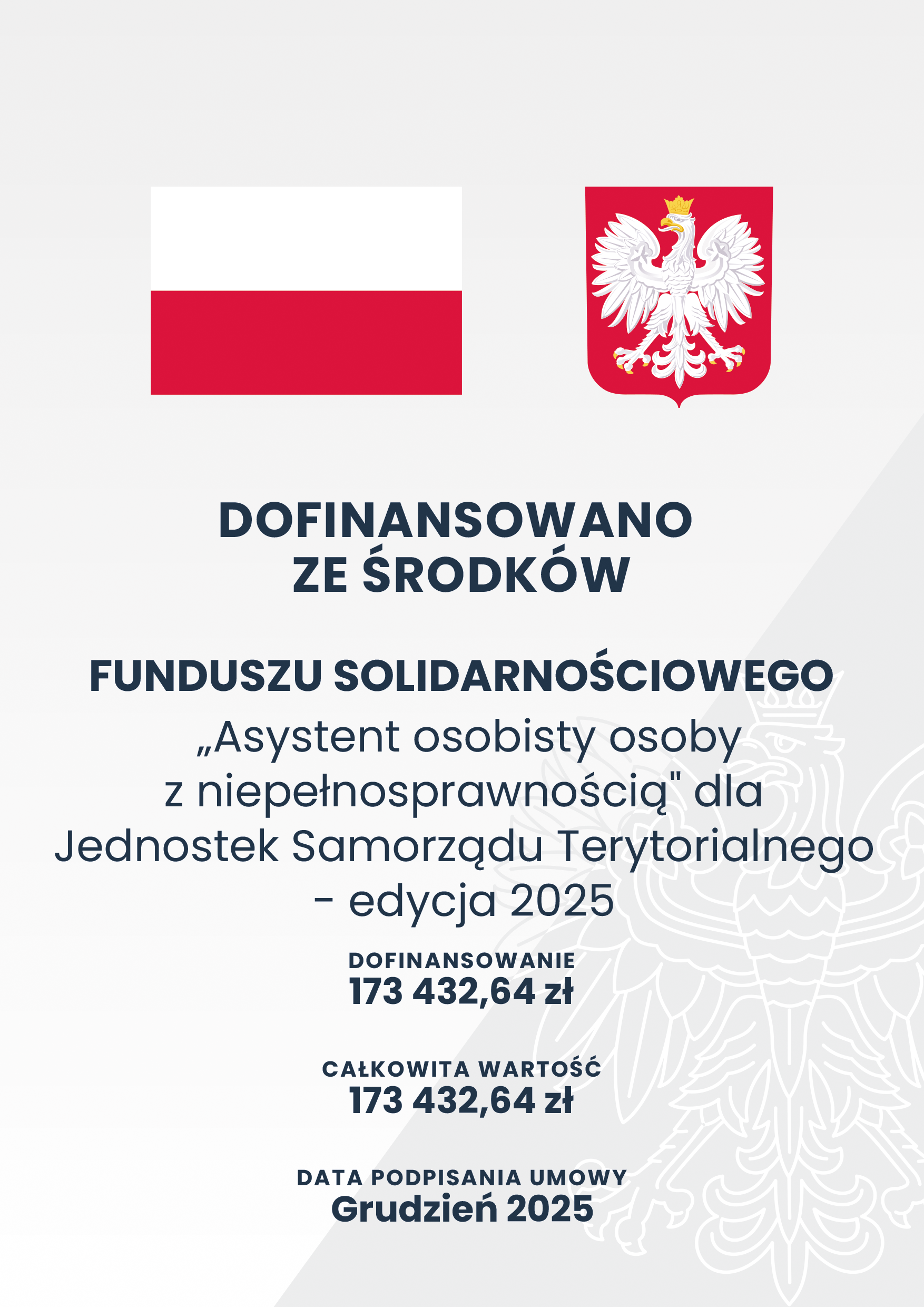 Tablica informacyjna z podanymi kwotami Funduszu Dróg Samorządowych